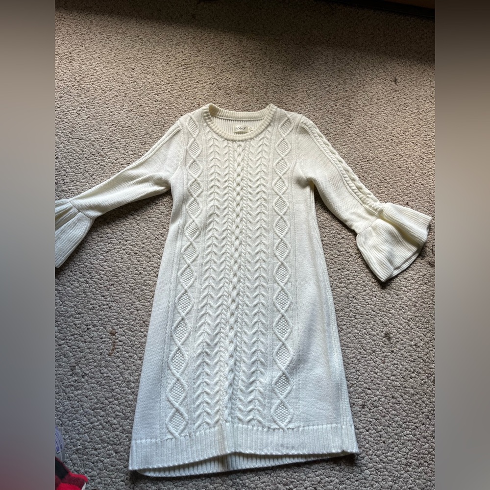 Worn once to a bridal shower—cream sweater dress